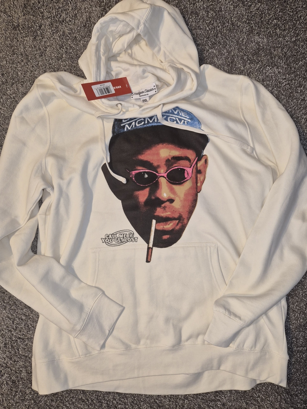 Nostalgia White Graphic Hoodie with Face Print